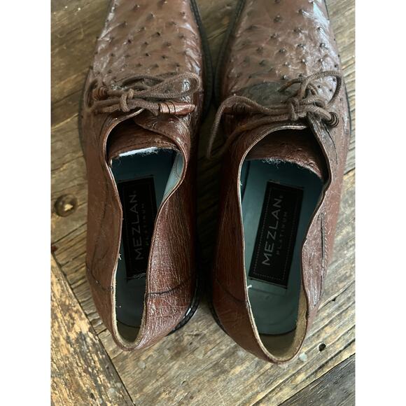 Mezlan Platinum Spain Ostrich Quill Leather Brown Casual Dress Shoes Size 9 M JP main image 6